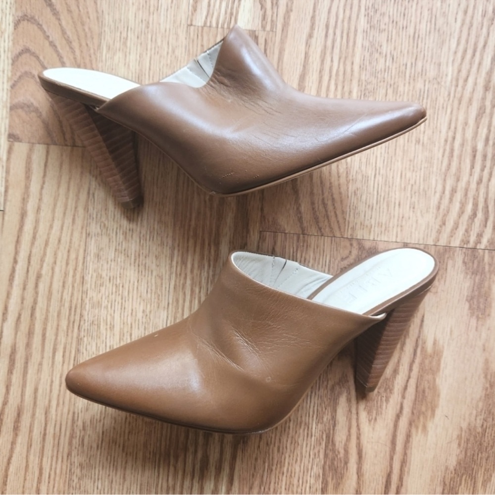 EUC ABLE Brown Cognac Leather Mules, Size 9